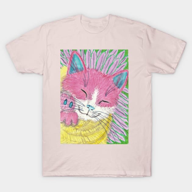 Pink kitten cat art T-Shirt by SamsArtworks